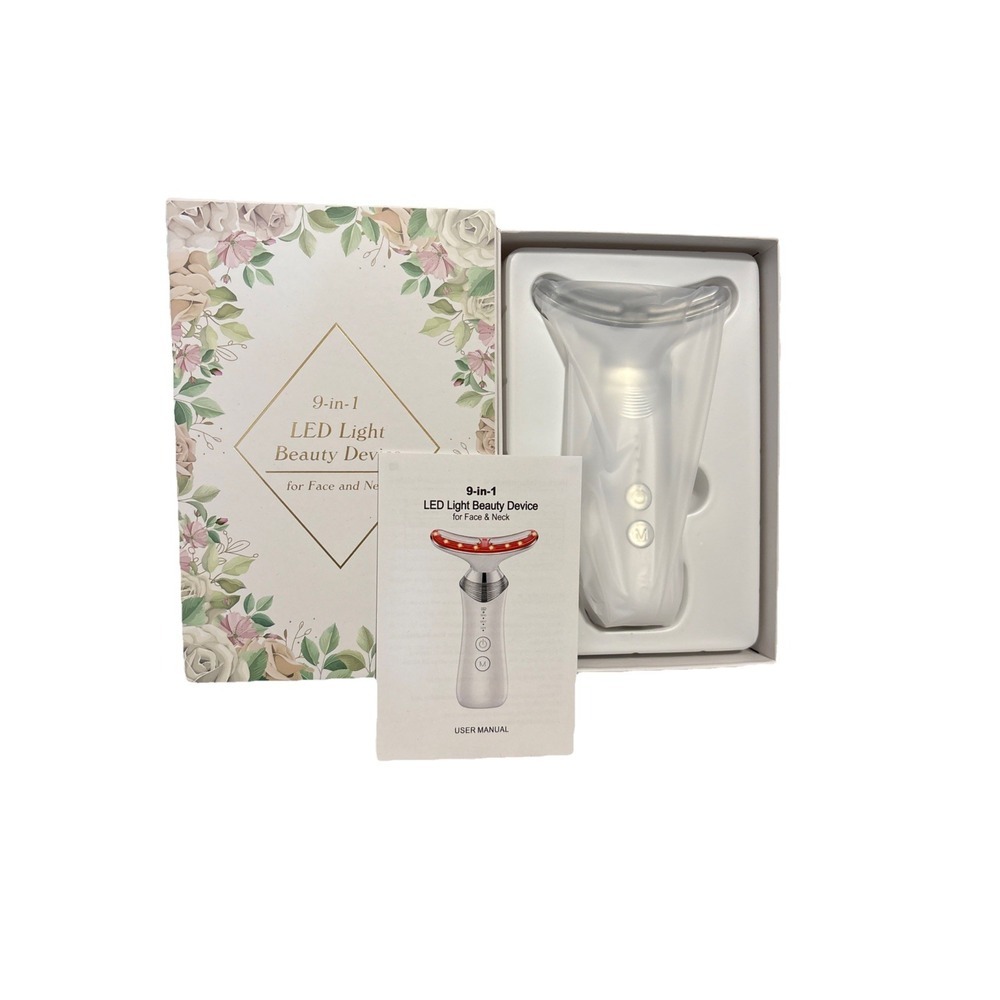 9 in 1 LED Light Beauty Device for Face Neck Skin Rejuvenation Vibration Heating